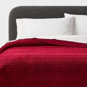 Threshold - Full/Queen Ruched Velvet Quilt Red - Threshold Red